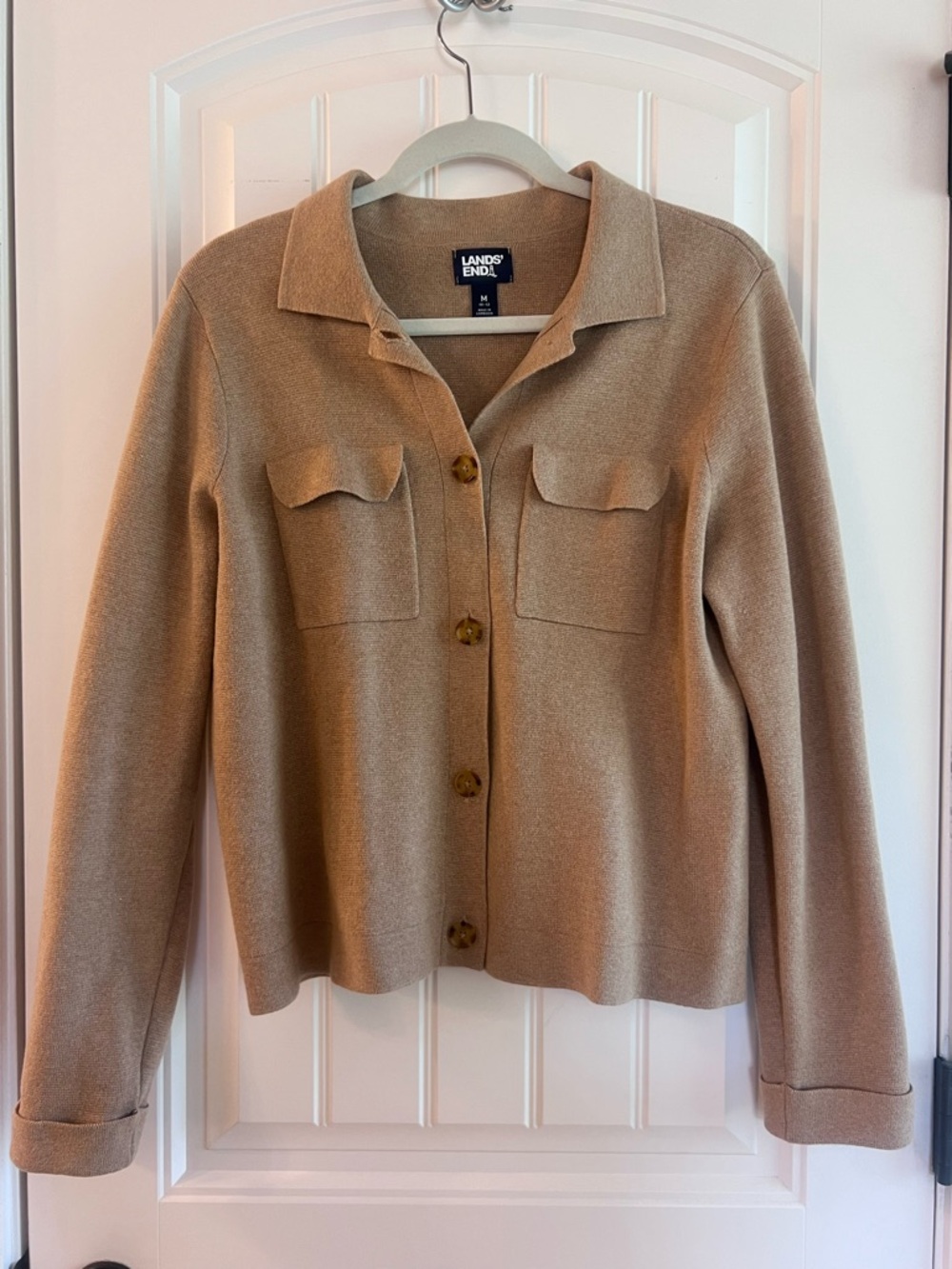 Lands' End Women's Camel Button-Front Blazer Jacket